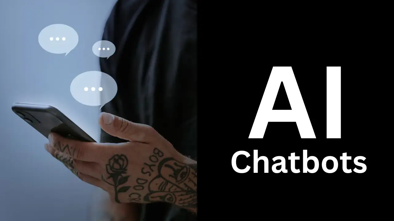AI Chatbots text and phone graphic, signifying TechVerdi's chatbot development services.