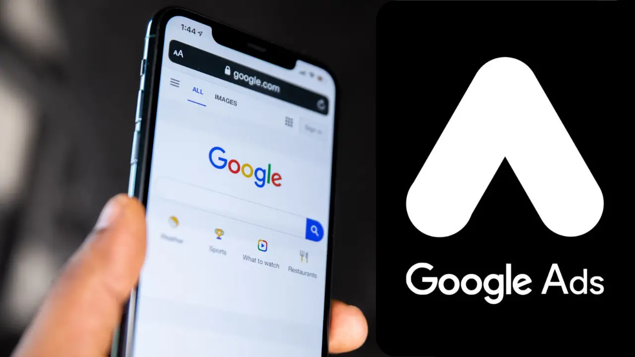 Google Ads logo and search screen, signifying TechVerdi's advertising services.